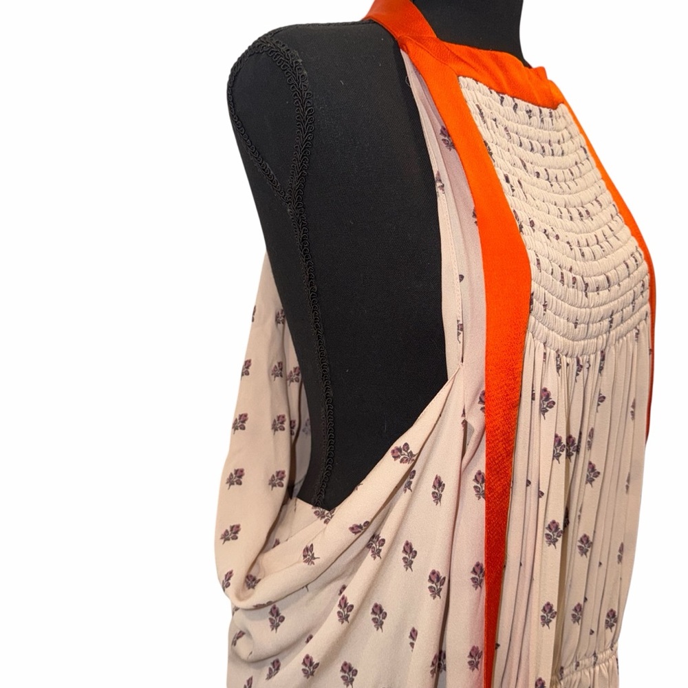 Valentino White Orange Mini Dress Halter Scarf Print 4 Resort Cocktail Boho 🟡 - Picture 8 of 14